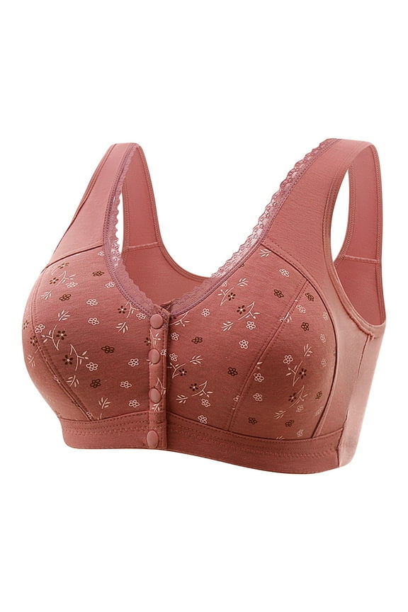 Bras for Women Front Buckle Without Steel Ring Printed Cotton Oversized Tank Top Bra Orange 42/95