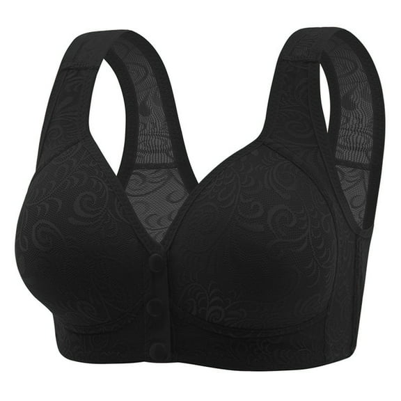 Bras for Women,Front Closure Adjustable Yoga Bra with Lace Edge for Movement Sleep and Seamless Comfort,Sports Bras for Women,Black,40