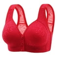 thumbnail image 1 of Bras for Women,Front Closure Adjustable Yoga Bra with Lace Edge for Movement Sleep and Seamless Comfort,Sports Bras for Women,Red,42, 1 of 2