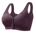 thumbnail image 1 of Bras for Women Front Closure Bra Full Coverage Comfortable Bras No Underwire Plus Size Bra Purple 40, 1 of 5