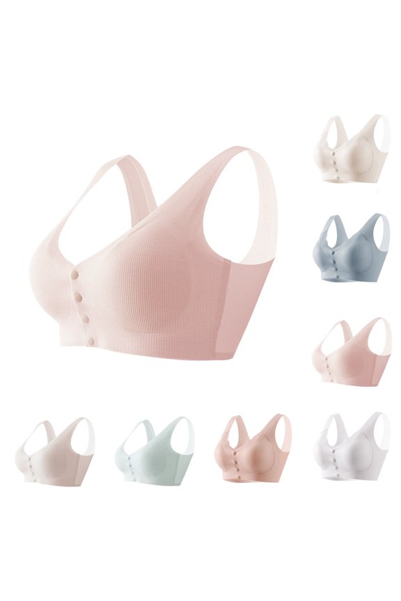 Bras for Women Front Closure Bra No Underwire Vest Style Seamless Beige 36