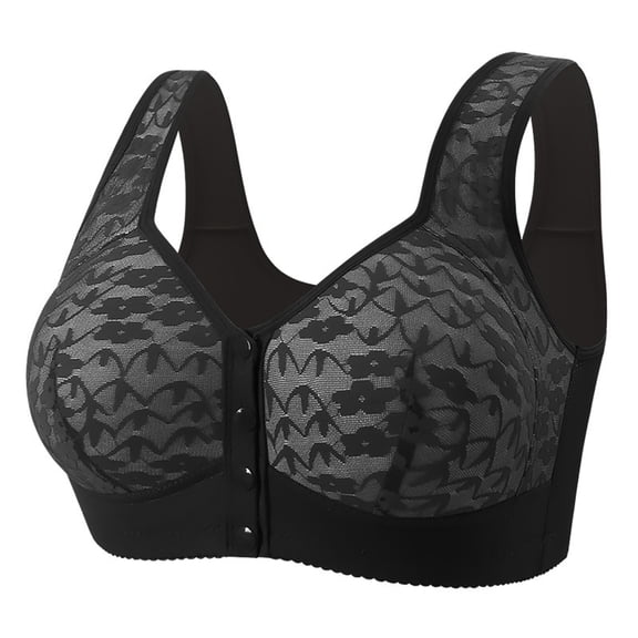 Bras for Women Front Closure Convenient Everyday Bras Mid Buttons Comfortable No Underwire Gathering Bras, 42