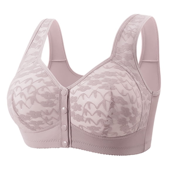 Bras for Women Front Closure Convenient Everyday Bras Mid Buttons Comfortable No Underwire Gathering Bras, 42