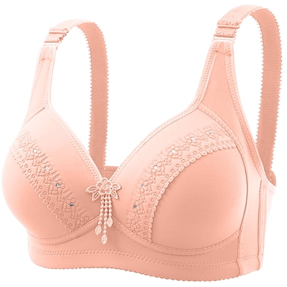 Bras for Women Front Closure Full-Coverage Bra Feature V-Neck Longline Bra Style W-1123 Hook and Eye Closure Push Up Bra Pinks XXL