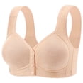 thumbnail image 1 of Bras for Women Front Closure Full Coverage Snap Closing Bra Push Up No Underwire Bras With Support Khaki 42, 1 of 4