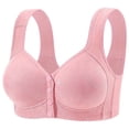 thumbnail image 1 of Bras for Women Front Closure Full Coverage Snap Closing Bra Push Up No Underwire Bras With Support Pink 40, 1 of 4