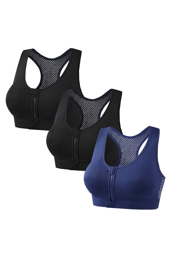 Bras for Women Front Closure New 3 Pack Plus Size Women's Seamless Wireless Bra, Comfy Adjustable Strap Support Bralettes for Everyday Wear