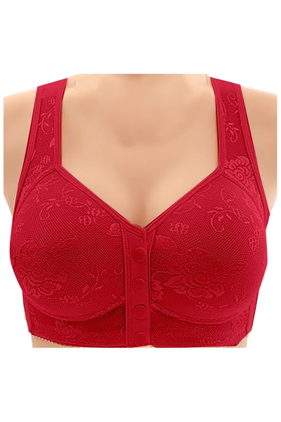 Bras for Women,Front Closure Plus Size Push Up Bra Non Underwire Support Comfort Vest,Sports Bras for Women,Red,36