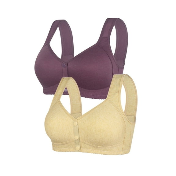 Bras for Women,Front Closure Yoga Sleep Bra with Lace Edge Seamless Adjustable Support for Movement Comfort 2PCS,Sports Bras for Women,Khaki,40