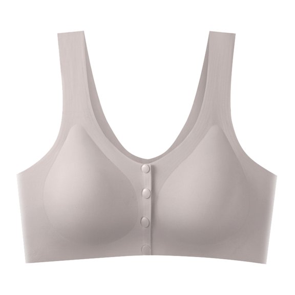 Bras for Women,Front Open Button Ice Silk Nursing Bra Seamless Comfort Maternity Support Gathered Drop Design,Sports Bras for Women,Coffee,M