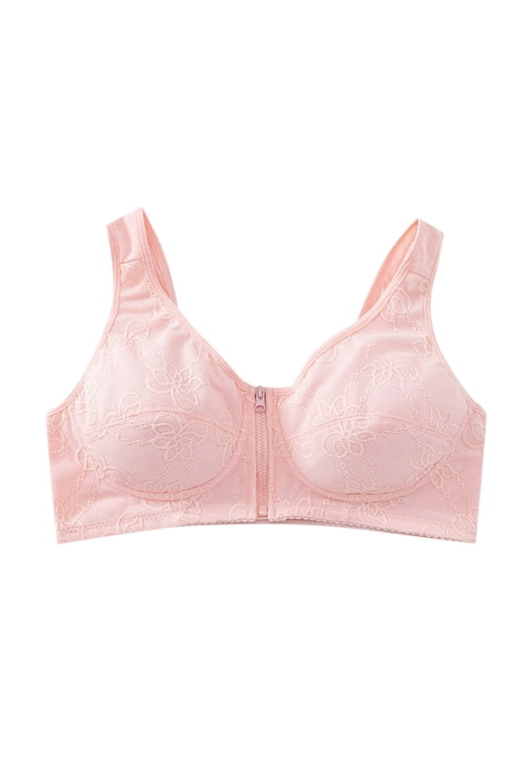 Bras for Women,Front Zipper Lace Edge Movement Seamless Gathering Adjustment Yoga Sleep Large Bra,Sports Bras for Women,Red,40