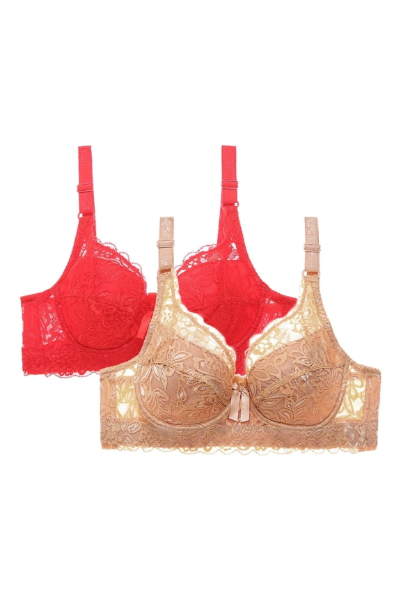Bras for Women Full Coverage 2Pc Women Leopard-Print Front Buckles Underwear No Steel Close Bra Beige 4Xl