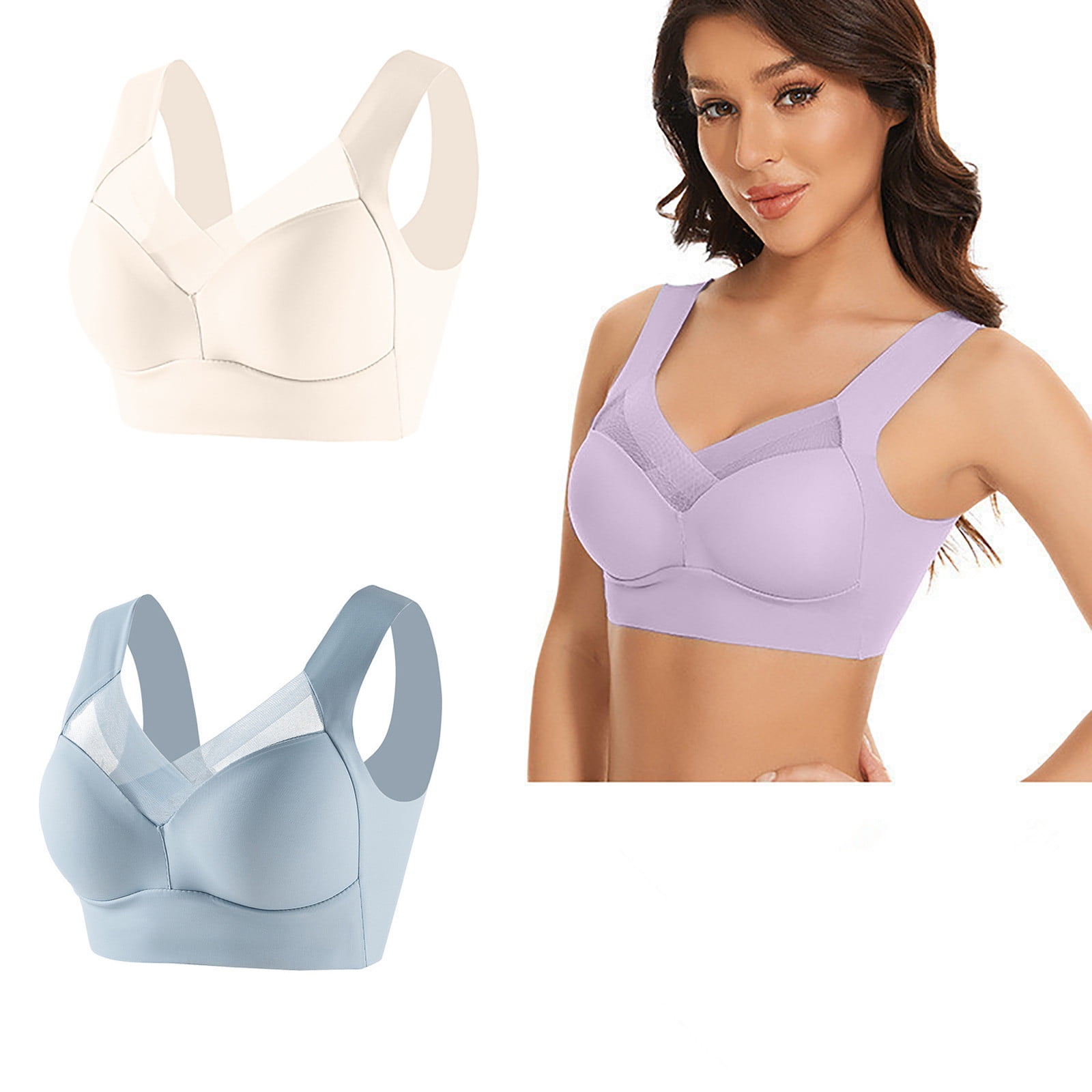 Bras for Women Full Coverage 2Pc Women's Strapless Lace Underwear with ...
