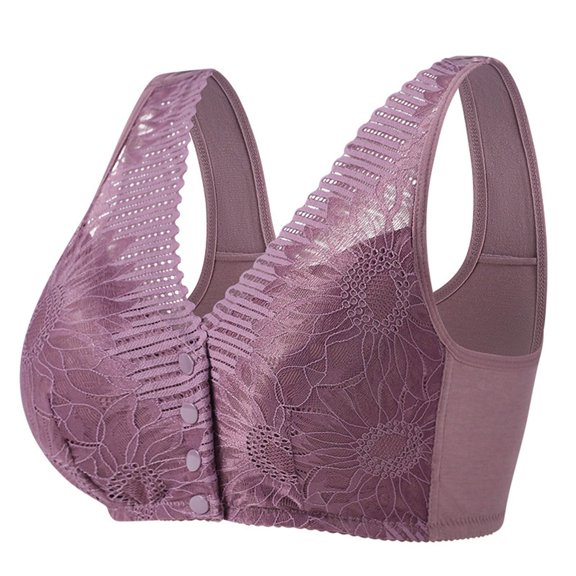 Bras for Women Full Coverage Full-Coverage Bra Feature V-Neck Demi & Balconette Bra Style W-1281 Front Closure Closure Cotton Bras Gray 100