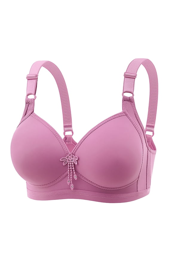 Bras for Women Full Coverage Lace Back Button Shaping Cup Adjustable Shoulder Strap Large Size Comfortable Push Up Bra