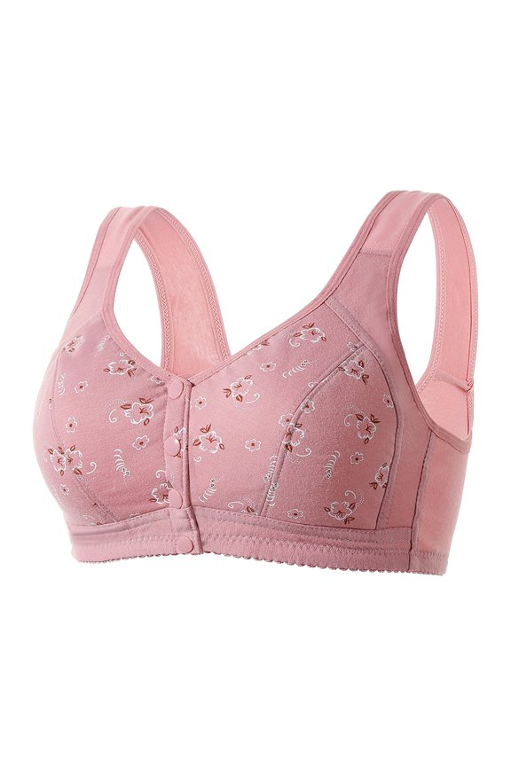 Bras for Women Full Coverage Lace Front Button Shaping Cup Adjustable Shoulder Strap Large Size Comfortable Push Up Bra