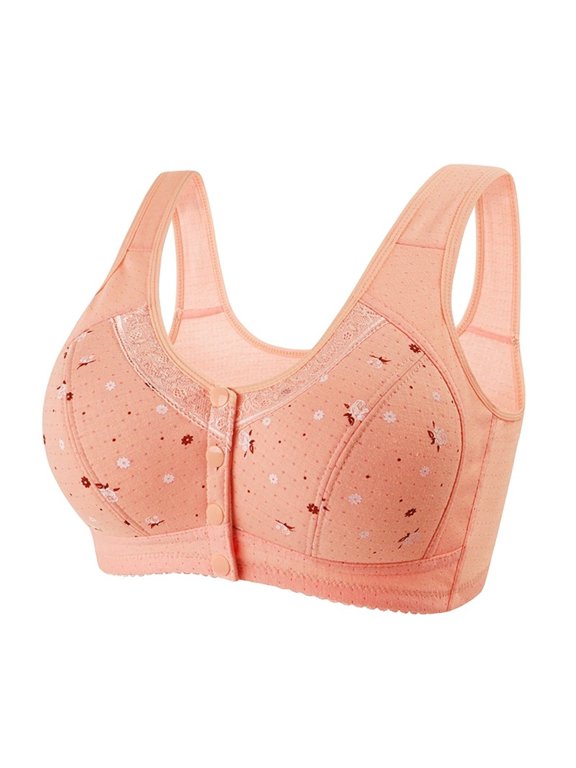Bras for Women Full Coverage Older Convenient Front Closure Cotton Seniors Support No Underwire Comfortable Push Up Bra