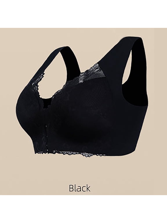 Bras for Women Full Coverage Plus Size Front Closure Elastic Comfort Wirefree Lace Everyday Comfortable Push Up Bra