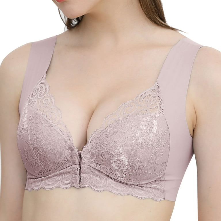 Bras for Women Full Coverage Push-Up Seamless Bra Lace Brown Xl 