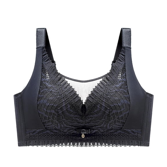 Bras for Women,Full Coverage Seamless Underwire Bra Support Comfort Daily Wear Plus Size T Shirt Lace Design,Sports Bras for Women,Black,40