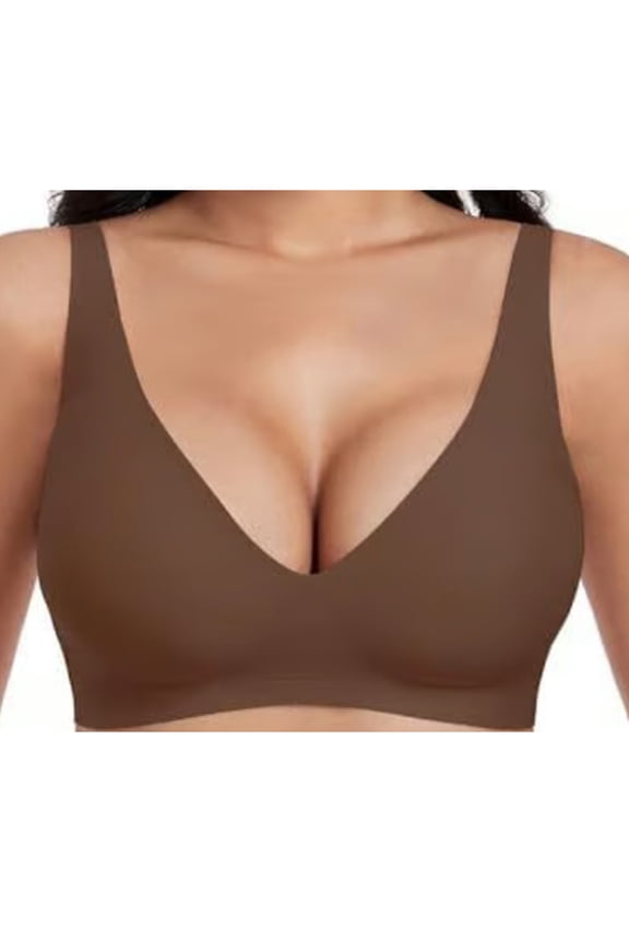 Bras for Women Full Coverage Supportive Seamless Back Fat Smoothing Bra Comfort Lightly Lined T-Shirt Bra Brown XXL