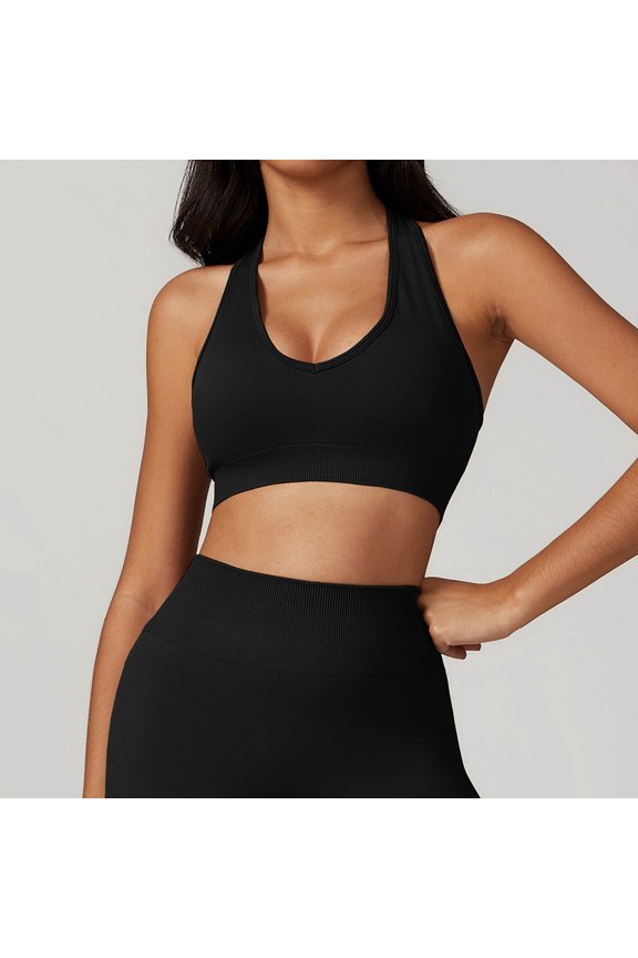 Bras for Women Halter Back Yoga Bra Outdoor Fitness Running Sports Inner Black L
