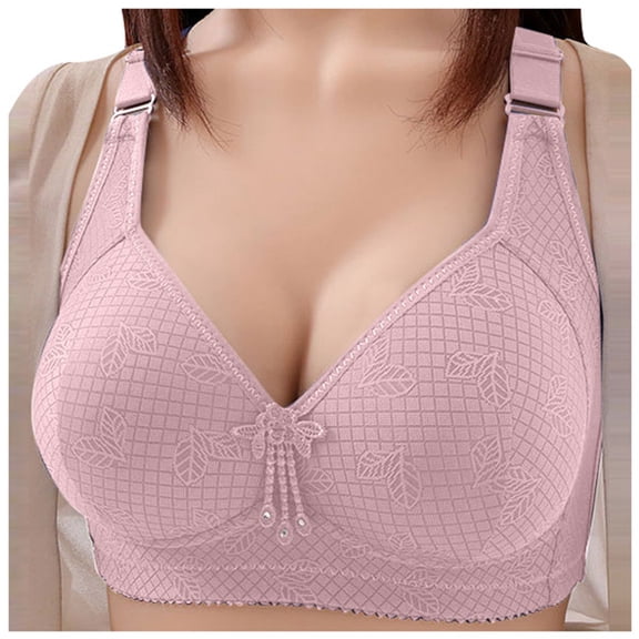 Bras for Women,Jacquard Lace Comfort Bra Supportive Side Smoothing Breathable Everyday Underwire Lingerie,Sports Bras for Women,Pink,36