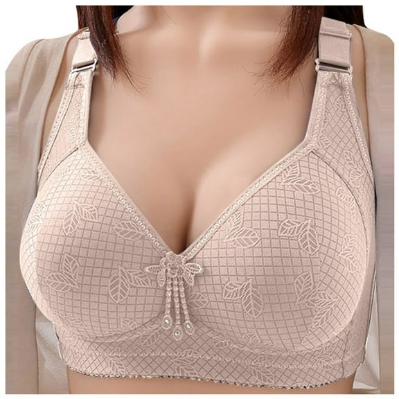 Bras for Women,Jacquard Lace Comfort Bra Supportive Side Smoothing Breathable Everyday Underwire Lingerie,Sports Bras for Women,White,44
