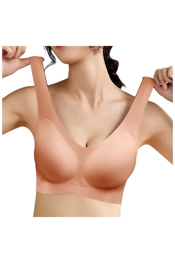 Bras for Women,Jelly Fabric Wire Seamless Sports Bra Comfortable Non Restraining Breathable Support for Women,Sports Bras for Women,Rose Gold,60-85KG