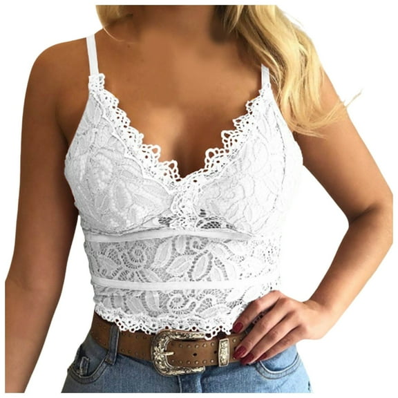 Bras for Women,Lace Bra Comfortable Support No Underwire Back Closure Underwear,Sports Bras for Women,White,M