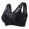 thumbnail image 1 of Bras for Women Lace Embroidered Glossy No Rim Seamless Comfortable Breathable Push Up Full Coverage Underwear Everyday Bra,Black,42 B, 1 of 3