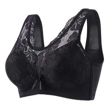 Bras for Women Lace Embroidered Glossy No Rim Seamless Comfortable Breathable Push Up Full Coverage Underwear Everyday Bra,Black,44 B