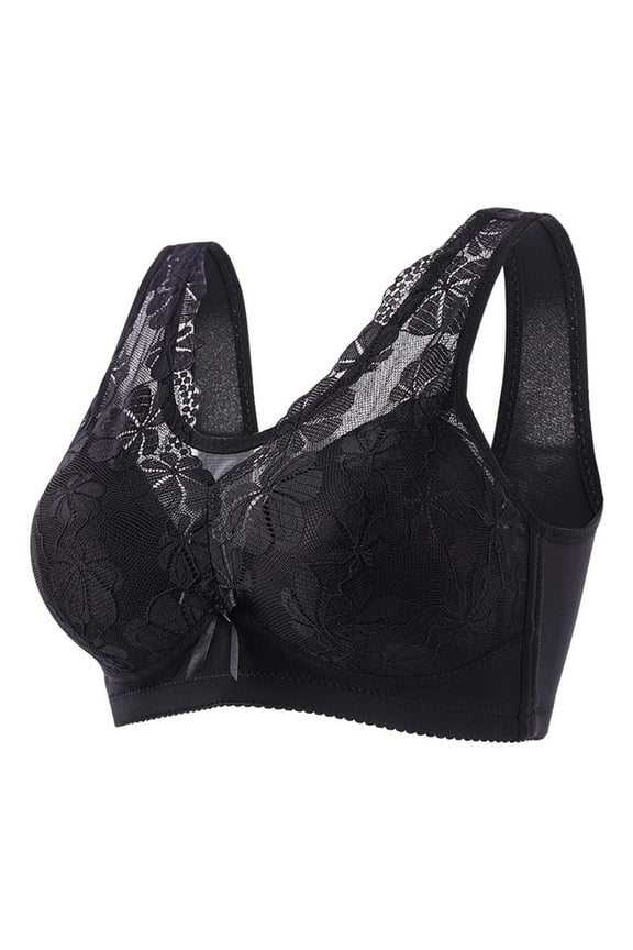 Bras for Women Lace Embroidered Glossy No Rim Seamless Comfortable Breathable Push Up Full Coverage Underwear Everyday Bra,Black,44 B