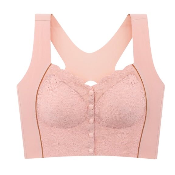 Bras for Women,Lace Front Buckle Prints Underwear Without Rims Vest Plus Size Bra for Comfort,Sports Bras for Women,Light Pink,M