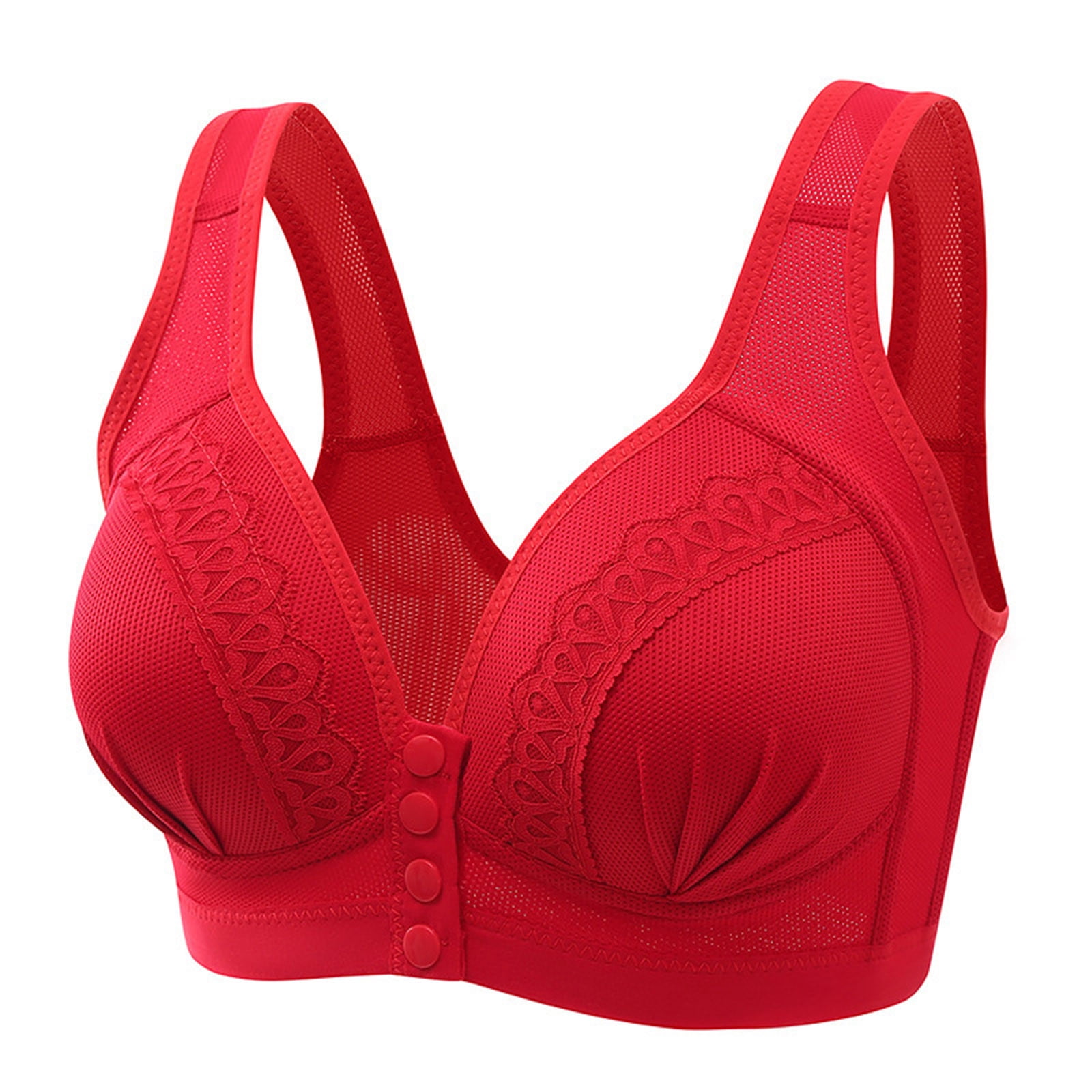 Bras for Women Lace Front Button Shaping Cup Shoulder Strap Large Size  Underwire Bras 
