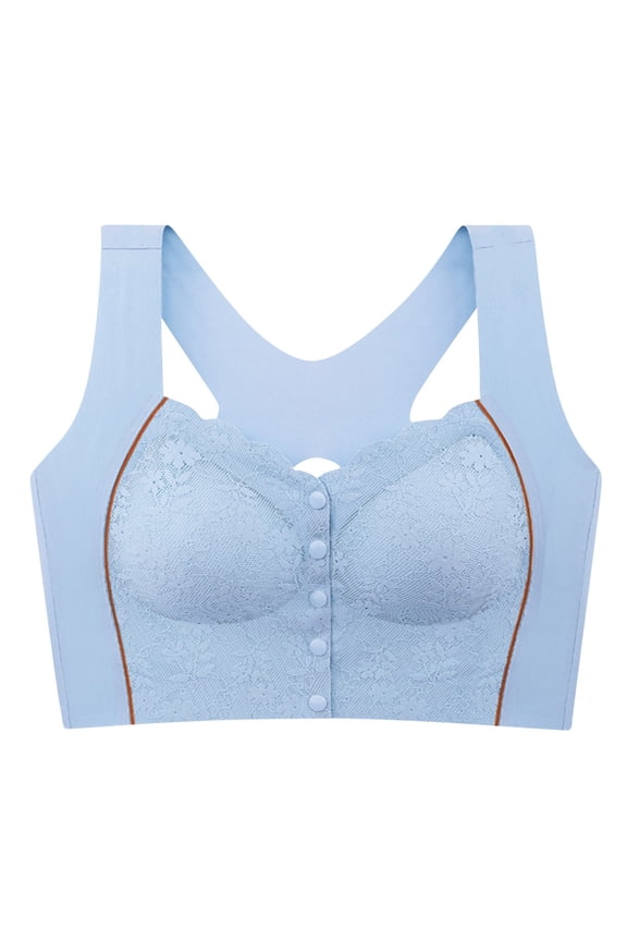 Bras for Women,Lace Front Closure Printed Bralette Seamless Comfort Plus Size Bra,Sports Bras for Women,Blue,M