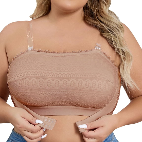 Bras for Women,Lace Front Closure Strapless Bralette Backless Design for Everyday Comfortable Leisure Wear,Sports Bras for Women,Beige,2XL