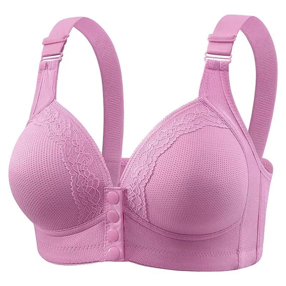 Bras for Women,Lace Pattern Front Buckle Non Underwire Bra Solid Color Comfortable Tank Top for Daily Wear,Sports Bras for Women,Purple,36