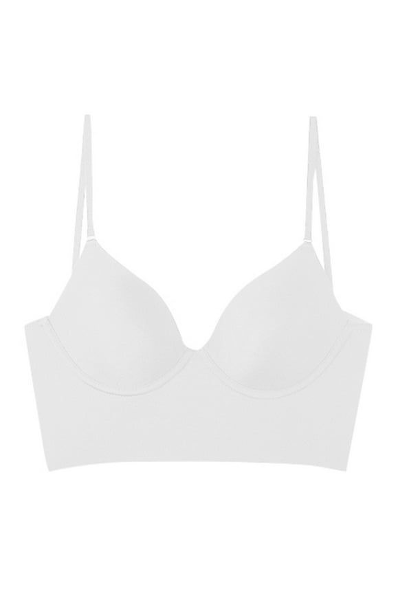 Bras for Women,Ladies Seamless Triangle Cup Sling Bra for Small Bust with Gathered Design and Backless Deep V Neck,Sports Bras for Women,White,34