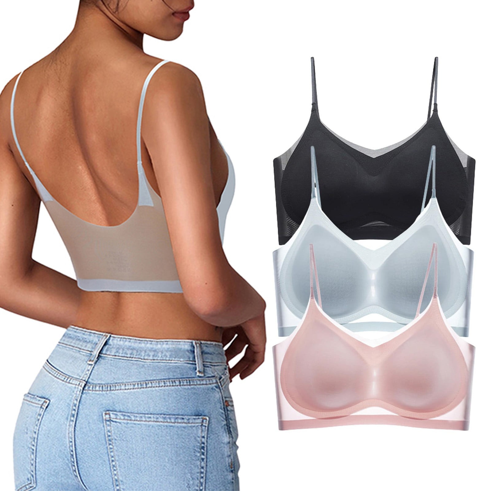 Bras for Women, Lightly Lined Cup Bralette Strap Wireless Bra Comfort