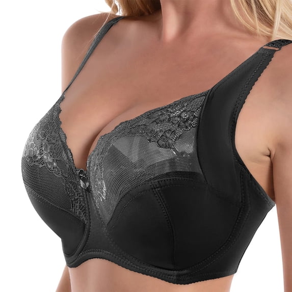 Bras for Women, Delicate Lace Underwire Bra Supportive Comfort Elegant Design,Sports Bras for Women,Black,105