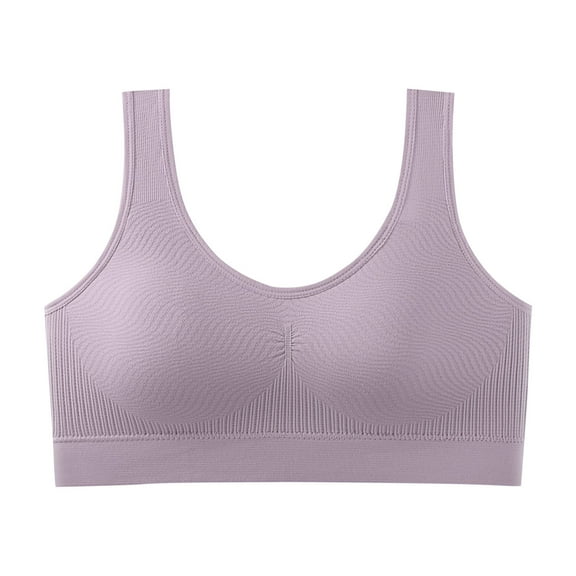 Bras for Women Low Back Women's Wireless Underwear Full Cover Pullover Bra Built in Pads - Everyday Bralette for Teen Girls Purple One Size