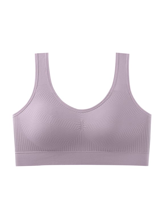 Bras for Women Low Back Women's Wireless Underwear Full Cover Pullover Bra Built in Pads - Everyday Bralette for Teen Girls Purple One Size