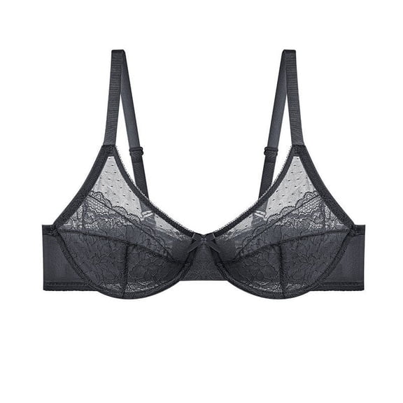Bras for Women,Lunera Lace Bra Thin Mesh Gathered Full Coverage Push Up Support No Underwire Comfort,Sports Bras for Women,Grey,36DD(E)