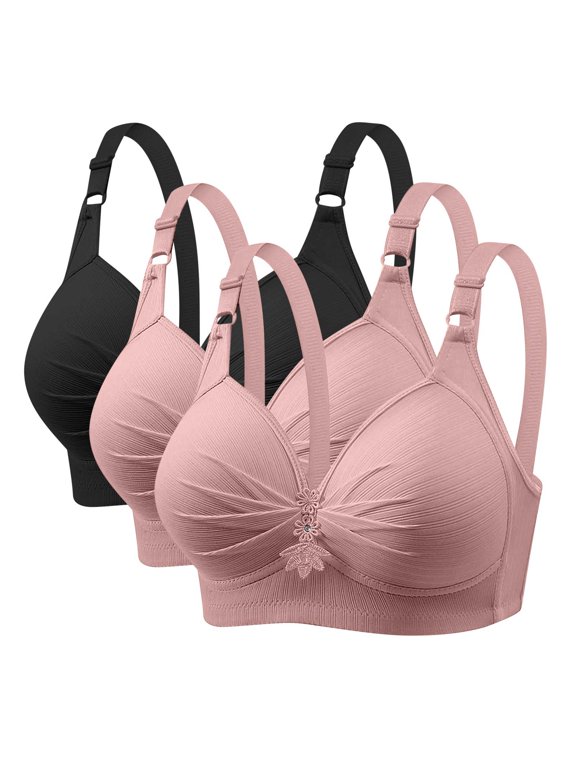 Bras for Women No Steel Comfortable Breathable Full Coverage Gathering Plus Size Brassiere Daily Underwear 3 Pack