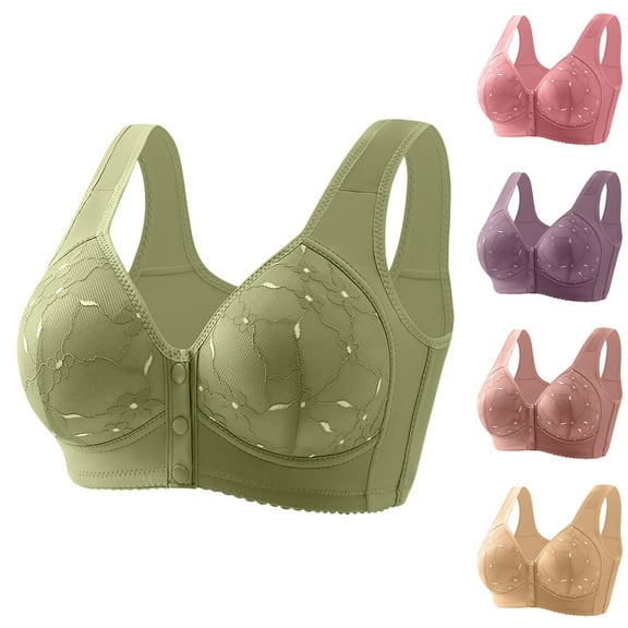 Bras for Women No Underwire 2025 Front Closure - Daisy Bra for Seniors, Full Coverage Plus Size Cotton, Breathable Push Up Seamless Everyday Bralette