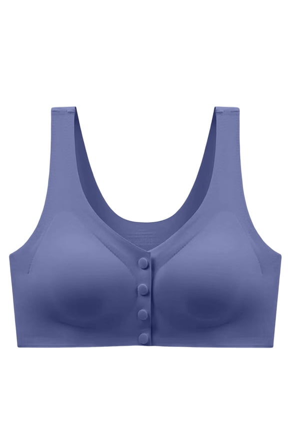 Bras for Women No Underwire Front Button Down Soft Comfort Wireless Bra 2026 Sleeping Bra Blue XXL