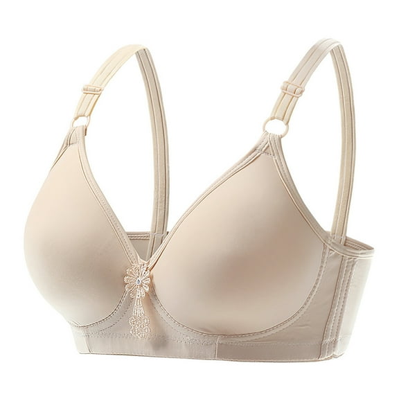 Bras for Women No Underwire Full-Coverage Bra Feature V-Neck Balconette Bra Style W-858 Hook and Eye Closure Padded Strappy Sports Bras Beige 36
