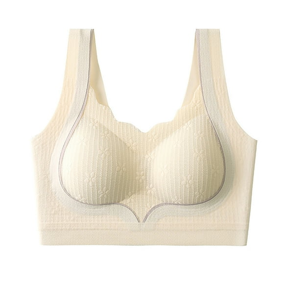 Bras for Women No Underwire Push Up Comfort Back Lace Seamless Underwire Bra Full Coverage Breathable Bralettes (Beige 2XL)