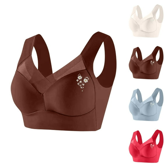 Bras for Women No Underwire Push Up Full Coverage Lightweight Lace Plus Size Solid Color Wide Strap Women's Breathable Bralettes Bras Beige 5XL